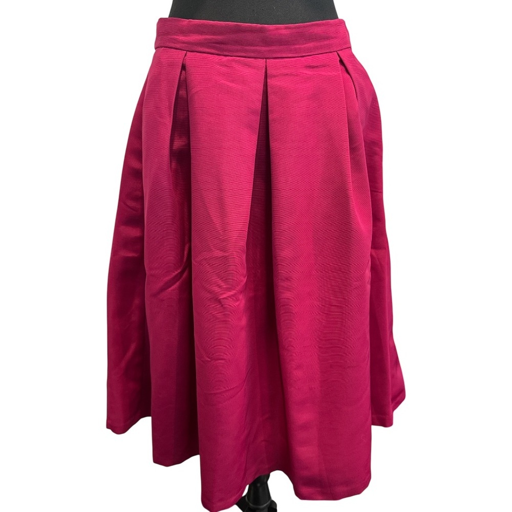 🔵 New York & Co Women's Midi A Line Skirt Burgundy/Pink Size 8